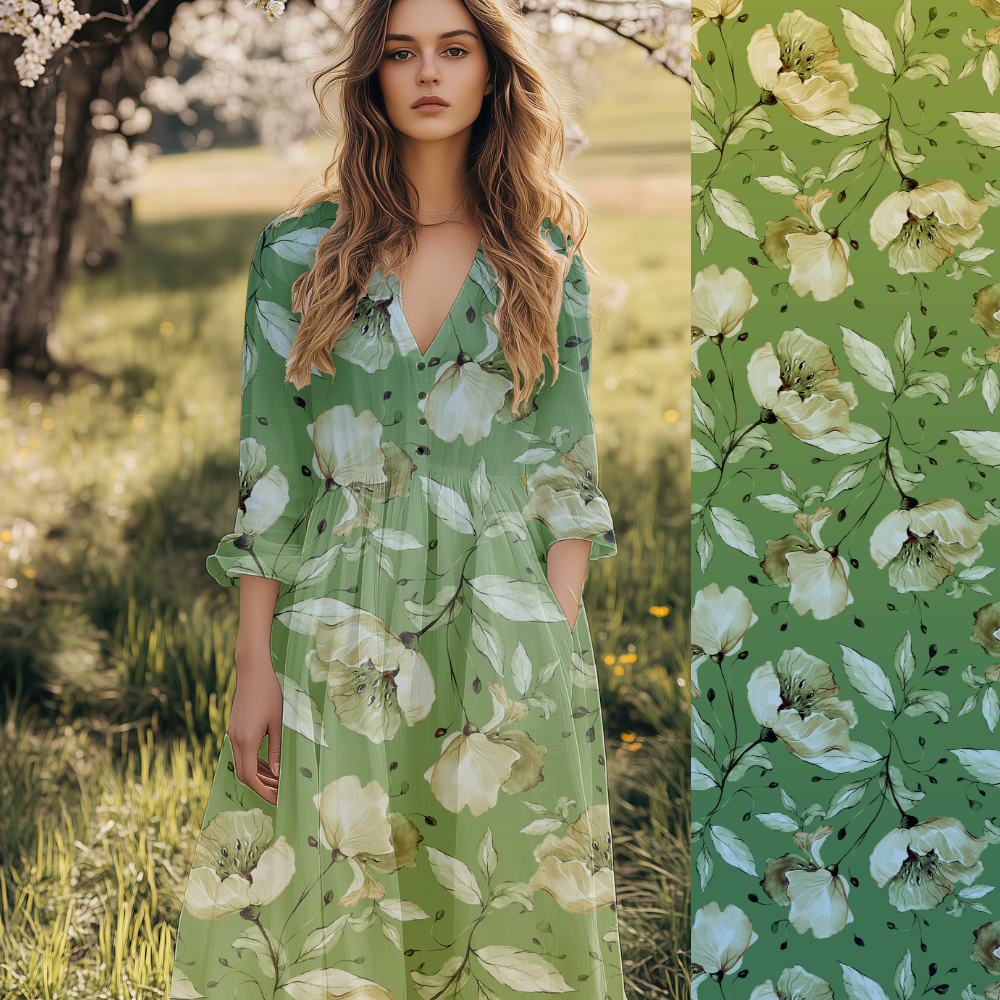 Wochenend-Aktion: Vintage Flower Bordüre - Eigenproduktion von Graustufen-Stoffe